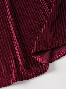 SHEIN 少女純色圓領長袖拼接荷葉邊下擺洋裝 - 彩色 - 查看 7