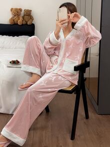 SHEIN Sweet Women's New Winter Premium Cute Loungewear 3 Pieces Set - Pink - View 7