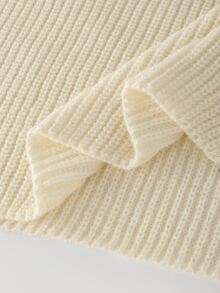 LUMIGAL Women's Solid Color Button Design Batwing Sleeve Fashion Sweater - Apricot - View 5