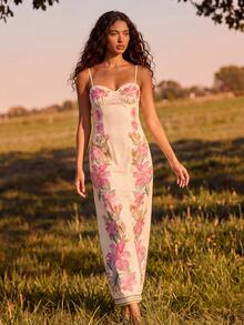 CAJUNI Tropical Vacation Floral Embroidery Midi Dress - Multicolor - View 8