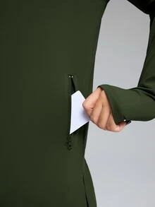 Innovista Innovista 女款長袖 UPF 40+ 字母印花半拉鍊運動 T 恤健身上衣 運動上衣 跑步上衣 運動服 戶外快乾 秋季 - 軍綠色 - 查看 9