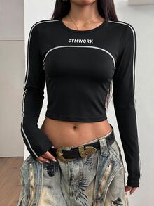 StreetHx Slim-Fit Crew-Neck Sports T-Shirt With Color-Blocking On The Front - Black - View 4