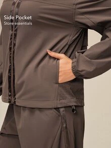 OutZeal Women Sports Jacket Water-Resistant Lightweight Breathable Mesh Hooded Jacket - Coffee Brown - View 4