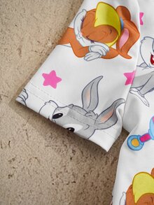 LOONEY TUNES X SHEIN 女嬰卡通印花休閒日常居家連身衣 - 淺粉色 - 查看 4