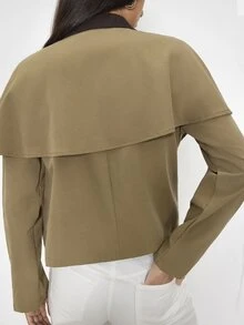Maija Khaki Cape Style Women's Jacket, Autumn/Winter Urban Casual - Khaki - View 5