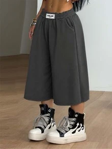 Coolane 女款春夏街頭風復古水洗做舊舒適丹寧質感黑色短褲 - 深灰色 - 查看 6
