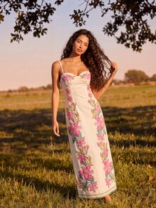 CAJUNI Tropical Vacation Floral Embroidery Midi Dress - Multicolor - View 5