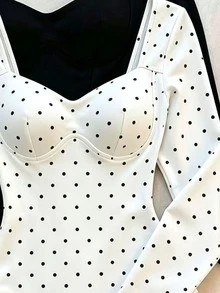 Resyla Women's Polka Dot Print Versatile Everyday Bodysuit - Multicolor - View 3