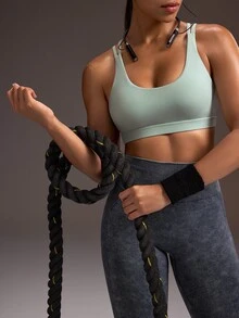 Powerista Women's Solid Color Casual Daily Sports Bra - Green - View 6