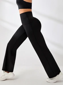 Easithlete Easithlete Women's Solid Color High Waist Pocket Athletic Pants - Black - View 6