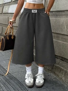 Coolane 女款春夏街頭風復古水洗做舊舒適丹寧質感黑色短褲 - 深灰色 - 查看 3