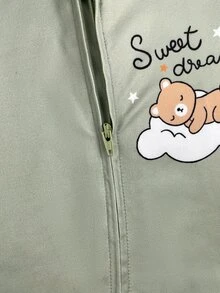 SHEIN 兒童 2件組 新生兒可愛卡通圖案長袖居家連身衣 - 綠色 - 查看 4