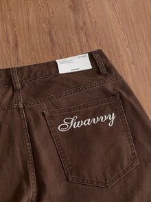 SWAVVY 男士梭織時尚休閒寬鬆長褲 - 咖啡棕 - 查看 6