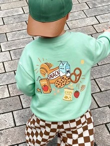 嬰兒幼兒圓領休閒套頭衛衣，卡通圖案，適合四季穿著 - 彩色 - 查看 4