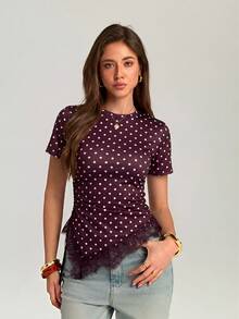 Women T-Shirts - Burgundy 2 - View 4