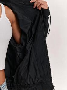 SHEIN BAE Women's Casual Jacket With Side Stripe And Frog Button Design - Black - View 8