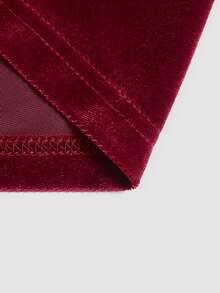 Elenzga New Knit Velvet Round Neck Long Sleeve Cinched Waist With Decorative Buckle Large Hem Design Elegant Fashion Versatile Daily Party Commute Women's Long Dress - Burgundy - View 5