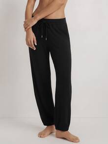 Ocili Studio Solid Color Cuffed Bottom Women's Loungewear Pants - Black - View 1