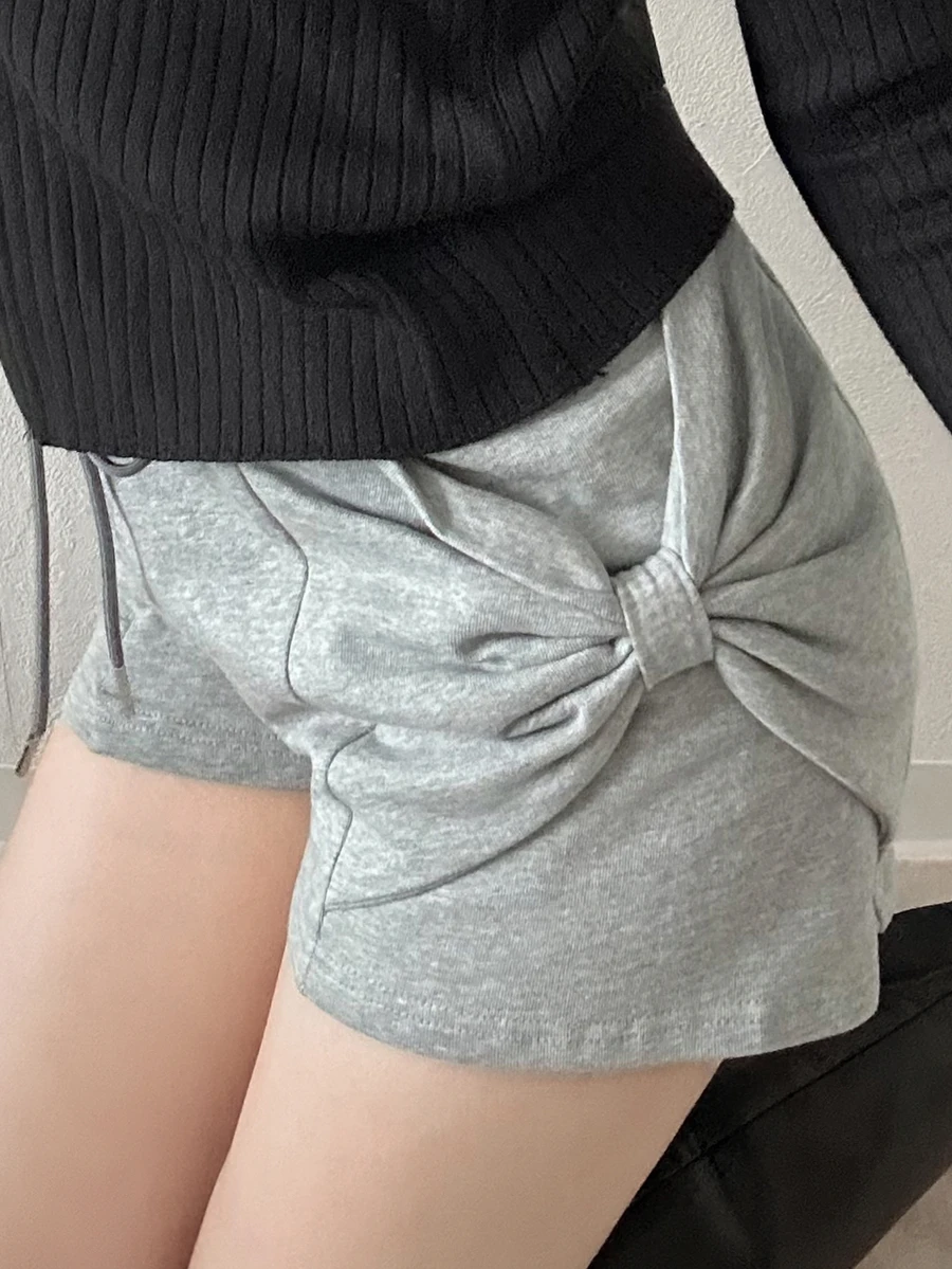 FRIFUL Women's Solid Color Casual Versatile Daily Shorts - Black - View 1