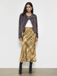 Maija Women's Street Style Winter Plaid Skirt For Date - Green - View 2