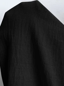 Easowa Curve 大尺碼女款純色垂領肩結短袖休閒襯衫 - 黑色 - 查看 10