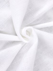 SHEIN Spring/Autumn Girls' Long Sleeve T-Shirt, Teen Girls Lace Trim Round Neck Henley Button Slim Fit Knit Top, Ribbed Texture White Versatile Inner Layer, Daily Commute Base Layer - White - View 5