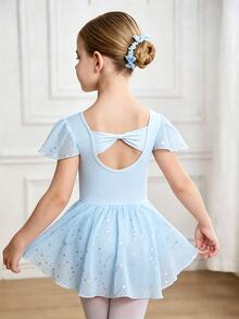 SHEIN 2PCS Young Girls Activewear Princess Ballet 7th Birthday Baby Blue Summer - Blue - View 1