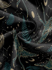 ROMWE Goth 女款日、月、星印花休閒日常夏季細肩帶洋裝 - 黑色 - 查看 4
