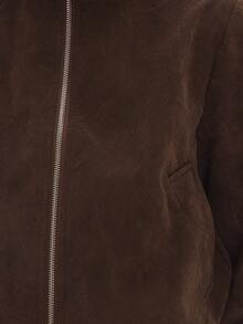 MUSEYN Brown Textured PU Funnel Neck Jacket Versatile Everyday Casual Fall - Coffee Brown - View 6