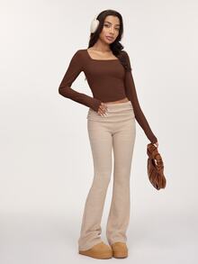 SHEIN BASICS 3件組女款素色方領長袖修身百搭T恤 - 彩色 - 查看 4