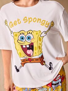SpongeBob SquarePants | SHEIN 大尺碼女款睡衣套裝 - 黃色 - 查看 5