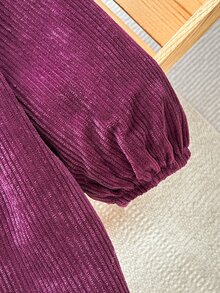 SHEIN 女嬰編織燈芯絨花卉印花彼得潘領荷葉邊休閒長袖洋裝 - 彩色 - 查看 6