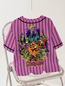 SCOOBY-DOO X SHEIN Men's Cartoon Print Crew Neck Short Sleeve Casual Versatile T-Shirt - White - View 2