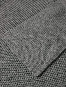 Linhara CURVE Plus Size Women's Raglan Long Sleeve Loose V-Neck Thick Grey Sweater Scarf Fall Office Working Elegant Casual - Grey - View 6