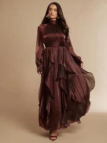 Silquee Women's Elegant Ruched Party & Vacation Dress - Burgundy - View 4