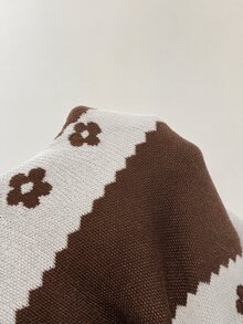 Feyla 女款花卉圖案休閒日常針織洋裝 - 卡其色 - 查看 5