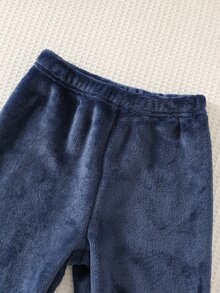 Bubblio 兒童小男孩休閒百搭寬鬆舒適毛絨開襟領長袖長褲家居服套裝，附口袋，適合居家與戶外穿著，四季皆宜 - 藏蓝色 - 查看 6