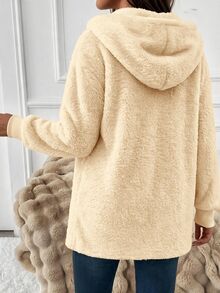 SHEIN Clasi 女款素色休閒百搭日常連帽外套 - 杏色 - 查看 2