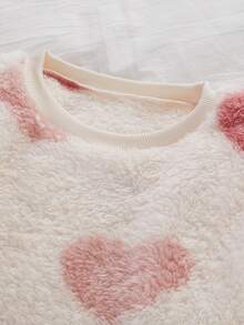 Set Pakaian Santai Atasan Lengan Panjang dan Celana Motif Hati untuk Anak Perempuan Remaja - Baby Pink - View 4