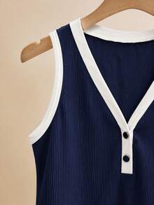 Franclia Women's Colorblock Casual Versatile Daily Wear Top - Royal Blue - View 4