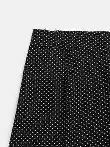 SHEIN LUNE CURVE Plus Size Women's Premium Polka Dot Pattern Asymmetrical Hem Skirt - Black - View 5