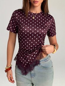 Women T-Shirts - Burgundy 2 - View 6