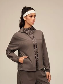 OutZeal Women Sports Jacket Water-Resistant Lightweight Breathable Mesh Hooded Jacket - Coffee Brown - View 7