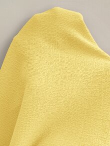 BrightlyHer 女款大尺碼純色缺口V領捲袖休閒襯衫 - 淡黃色 - 查看 3