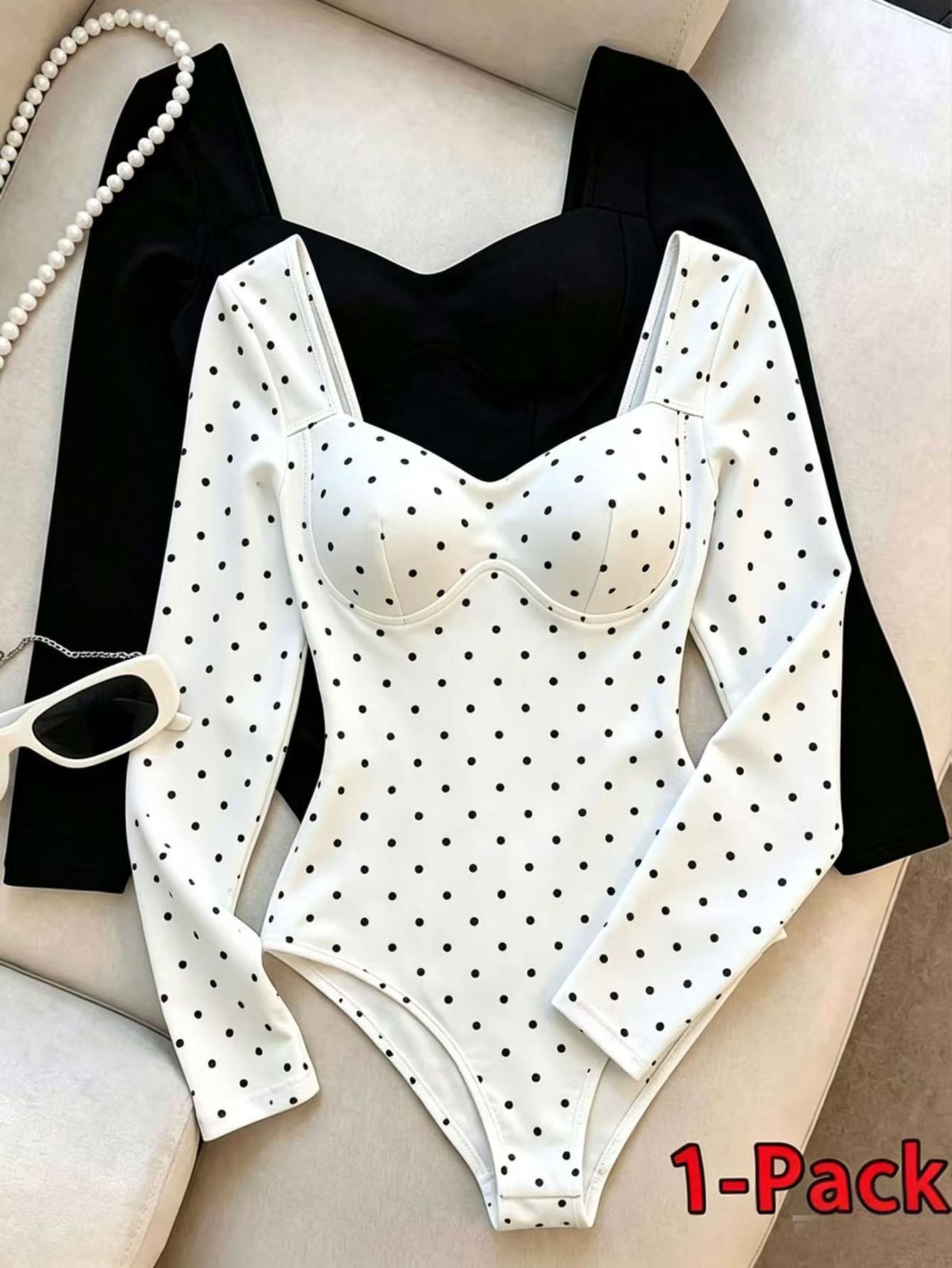 Resyla Women's Polka Dot Print Versatile Everyday Bodysuit - Multicolor - View 1