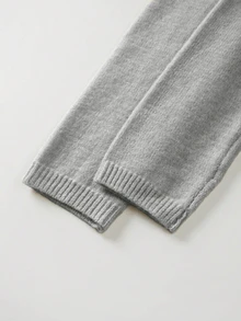 SHEIN Early Autumn Mock Neck Cross Wrap Sweater Women Slim Waist Long Sleeve Knit Pullover - Grey - View 8