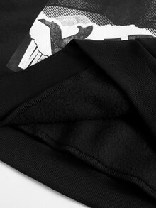 ROMWE MEN Batman X ROMWE Men's Letter & Character Graphic Hoodie, Streetwear, Fashion, - Black - View 7