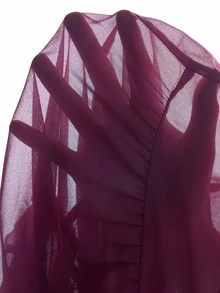 Willow Rêve Women's Pink Ruffle Collar Chiffon Petal Sleeve Blouse - Purple - View 7