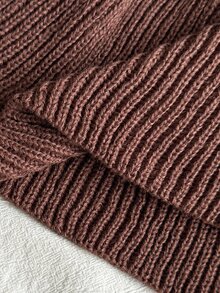 SHEIN Playful Pals Infant & Baby GirlHeart Jacquard Knit Sweater Dress - Coffee Brown - View 7
