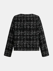 Kids Young Girl Plaid Long Sleeve Jacket And Shorts Set - Black - View 6